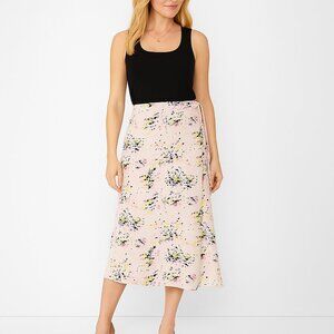 NWT White House Black Market Crepe Midi Wrap Skirt Swirl Sepia Rose 4